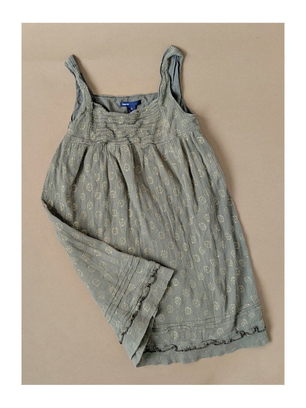 GapKids Green Gauze & Gold Dress